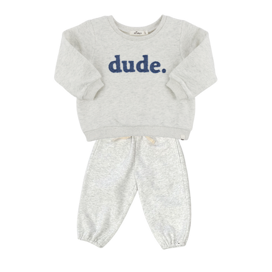 Dude Sweat Set- Heather Gray