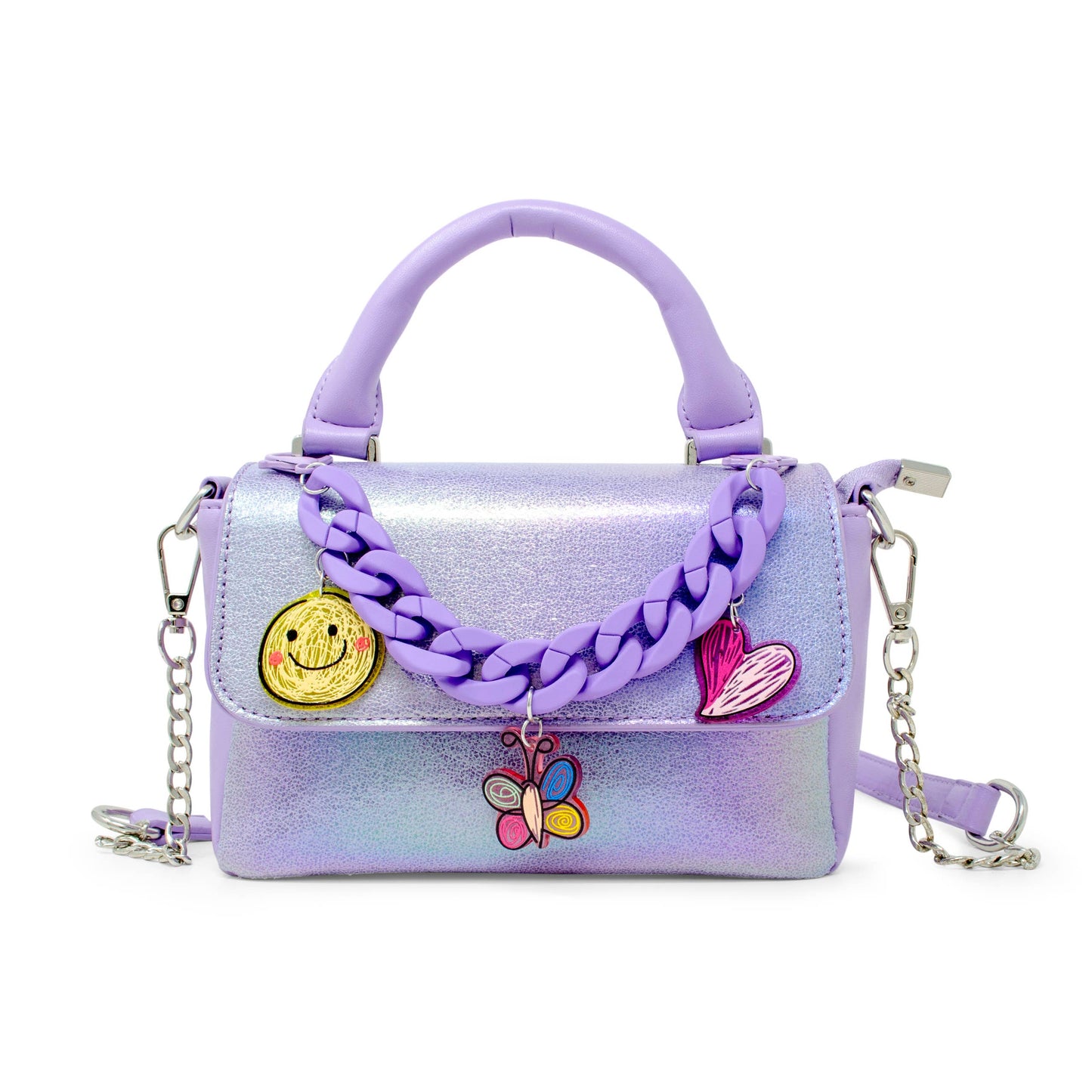 Shiny Baguette Jumbo Chain Bag - Purple
