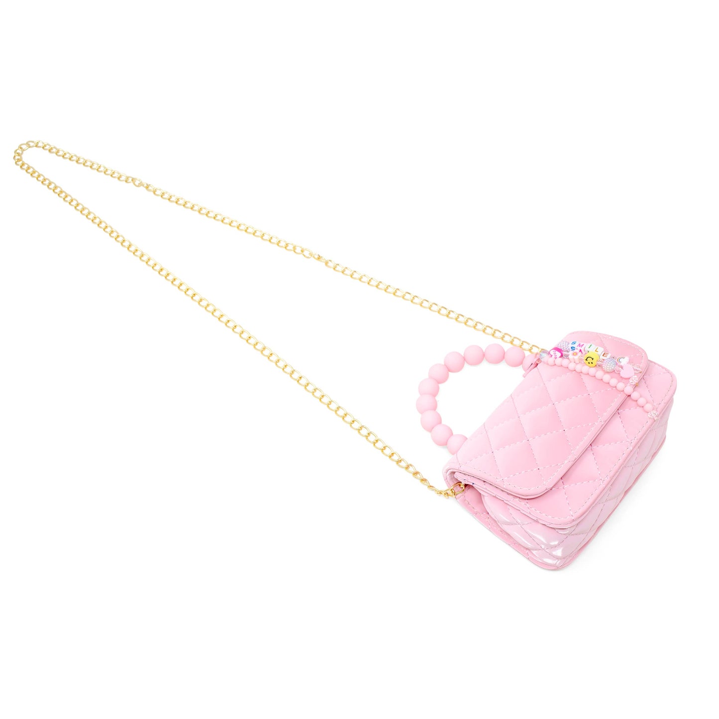 Pearl Handle Charm Handbag- Lt Pink