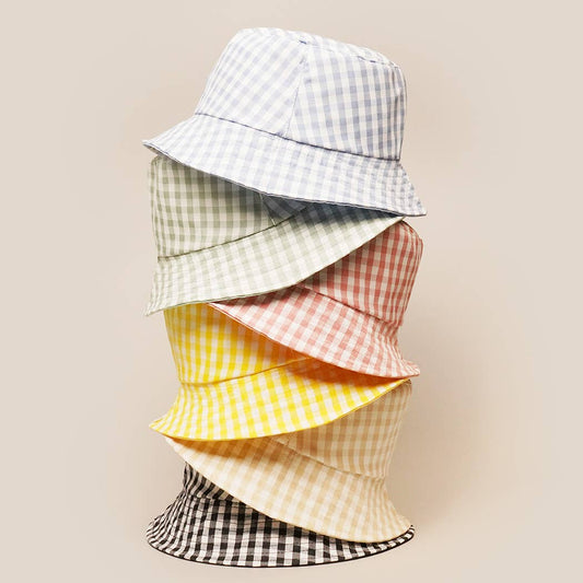Blue Gingham Reversible Bucket Hat