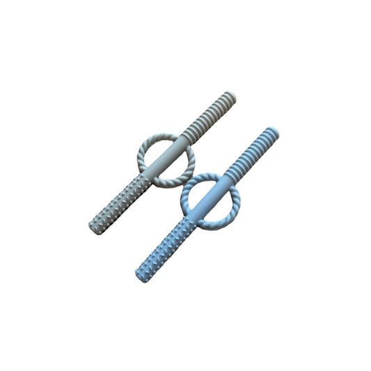 Teething Tube Teether Set - Baby Blue/Taupe