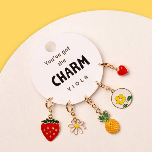 Charm Set- 5-Pc Asst Gold Fruit