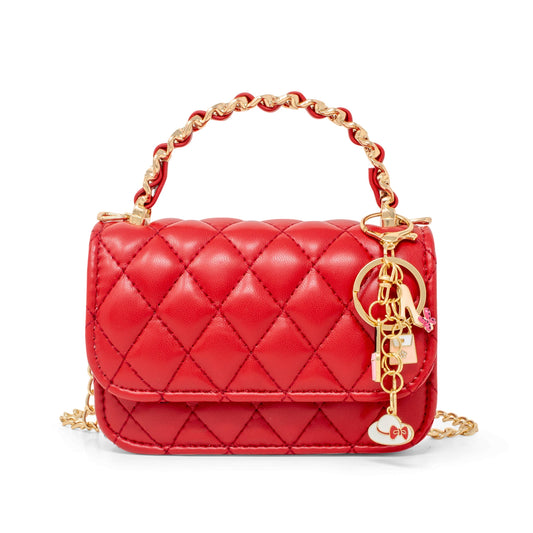 Link Chain Top Handle Purse- Red