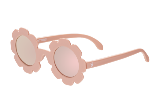 Peach Keen Polarized Flower Sunglasses with Mirrored Lens