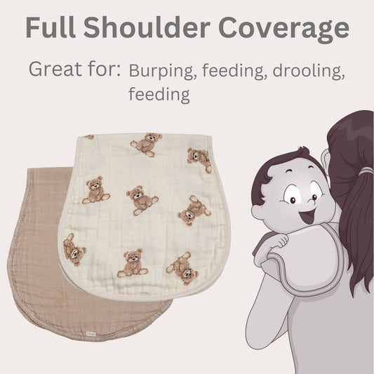 Bamboo Muslin Burp Cloth Set - Teddy/Taupe