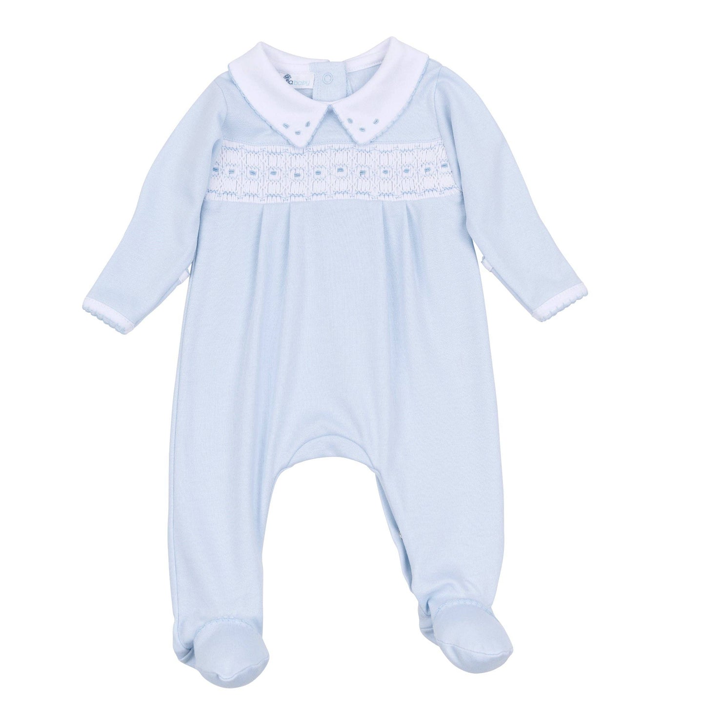Landry Smocked Footie - Lt Blue