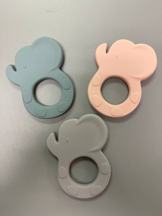 Silicone Elephant Teething Ring - Light Gray