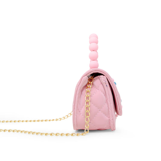 Pearl Handle Charm Handbag- Lt Pink