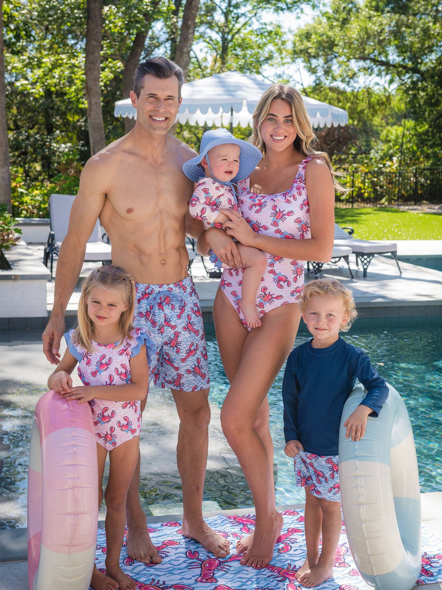 Blue Lobster Swim Trunks
