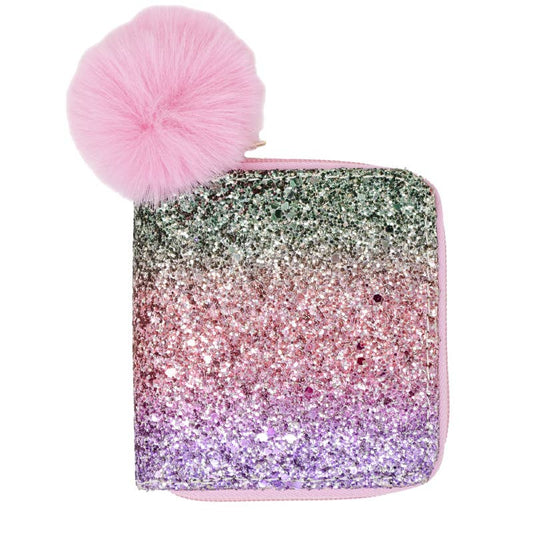 Glitter Rainbow Wallet- Bright Pink