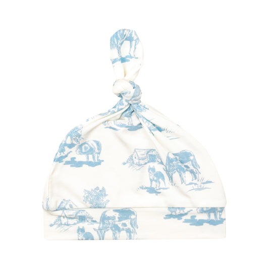 AD Knotted Hat - Farm Toile Blue