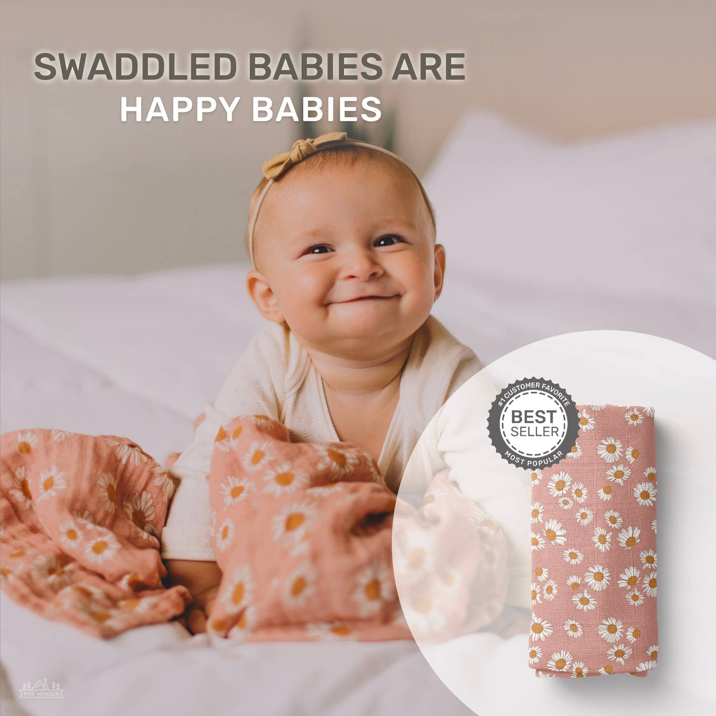 Muslin Swaddle  – Daisy Blush Pink