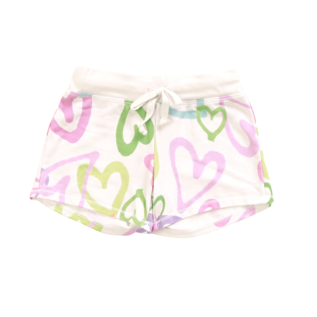 Mixed Hearts Shorts - White