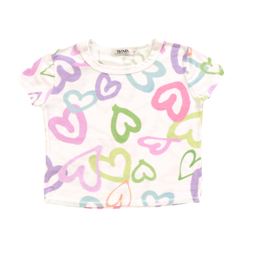 Boxy Tee Mixed Hearts - White