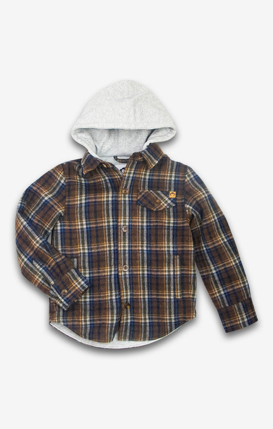 Glen Hooded Shirt - Earth Plaid