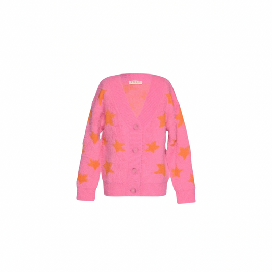 All Over Star Cardigan - Neon Pink