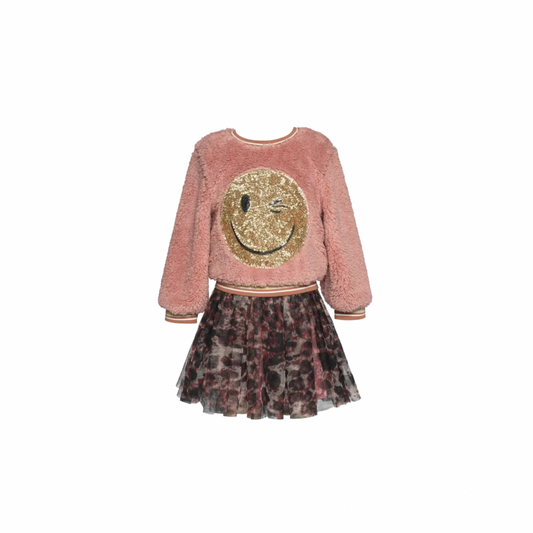 Sequin Happy Face - Pink