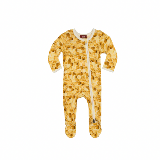 MB Zipper Footed Romper - Honeycomb