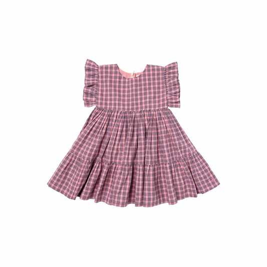 Kit Dress- Pink, Navy & Plaid