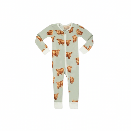 MB Bamboo Zipper PJs - Highland Cow
