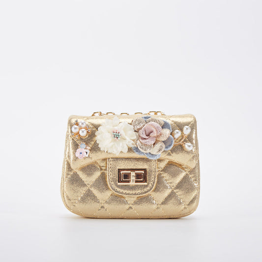 Floral Appliques Quilted Purse
