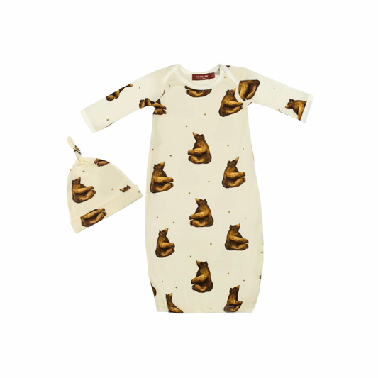 MB NB Gown/Hat Set - Honey Bear