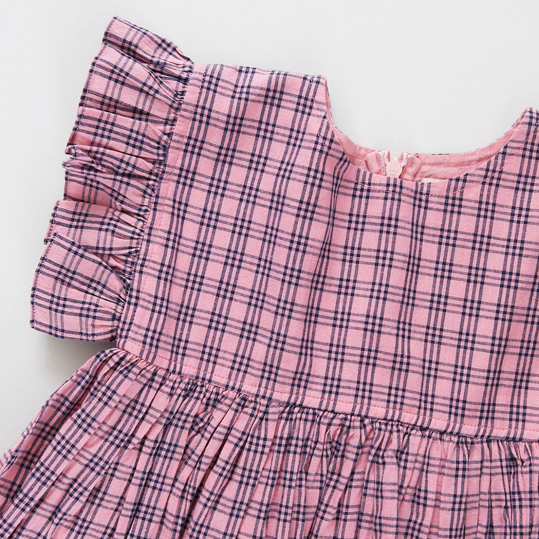 Kit Dress- Pink, Navy & Plaid