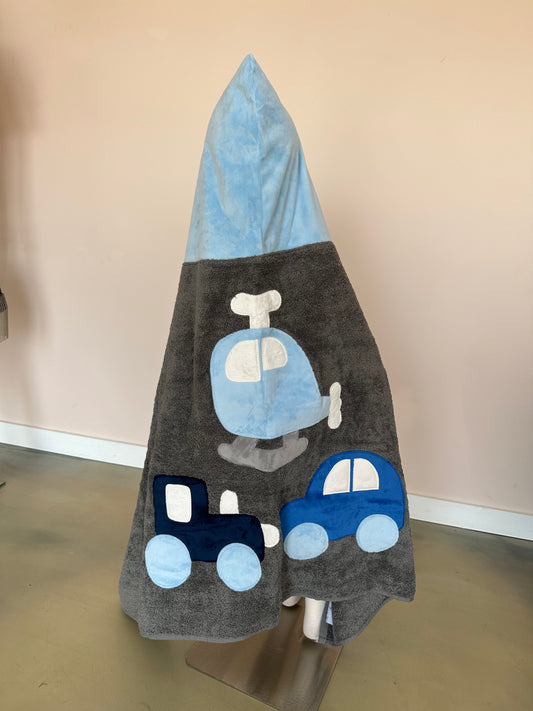 Hooded Towel - Train, Plane & Cars