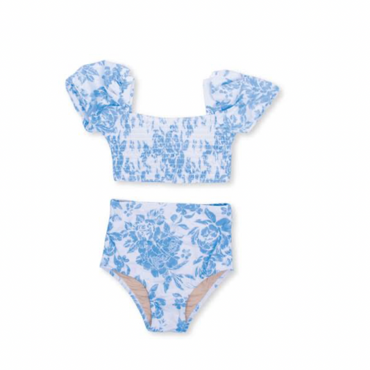 Blue Bouquet High Waisted Bikini
