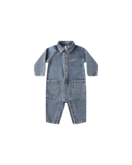 Collared Jumpsuit- Indigo Denim