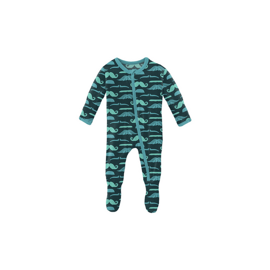 KKP Footie W/ Zipper - Pine Stache