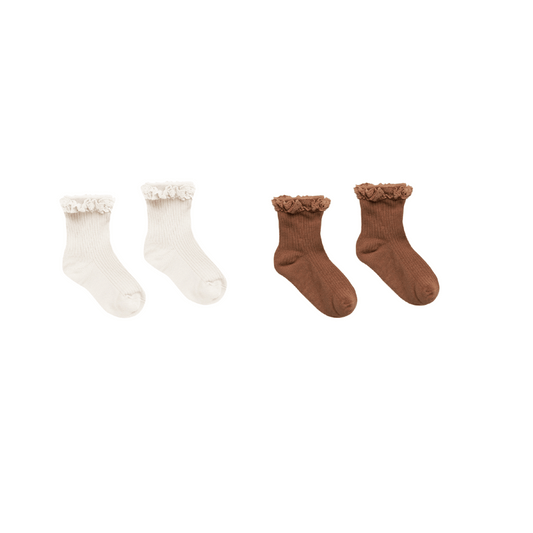 R+C Lace Sock- Saddle/Ivory