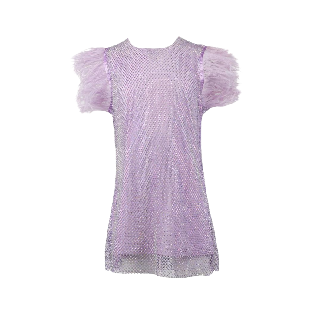 Crystal Feather Dress - Lavender