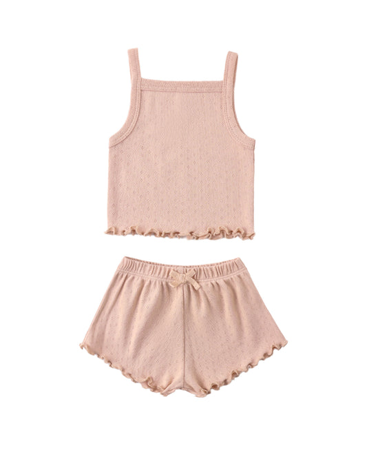 Pointelle Shortie Set- Melon