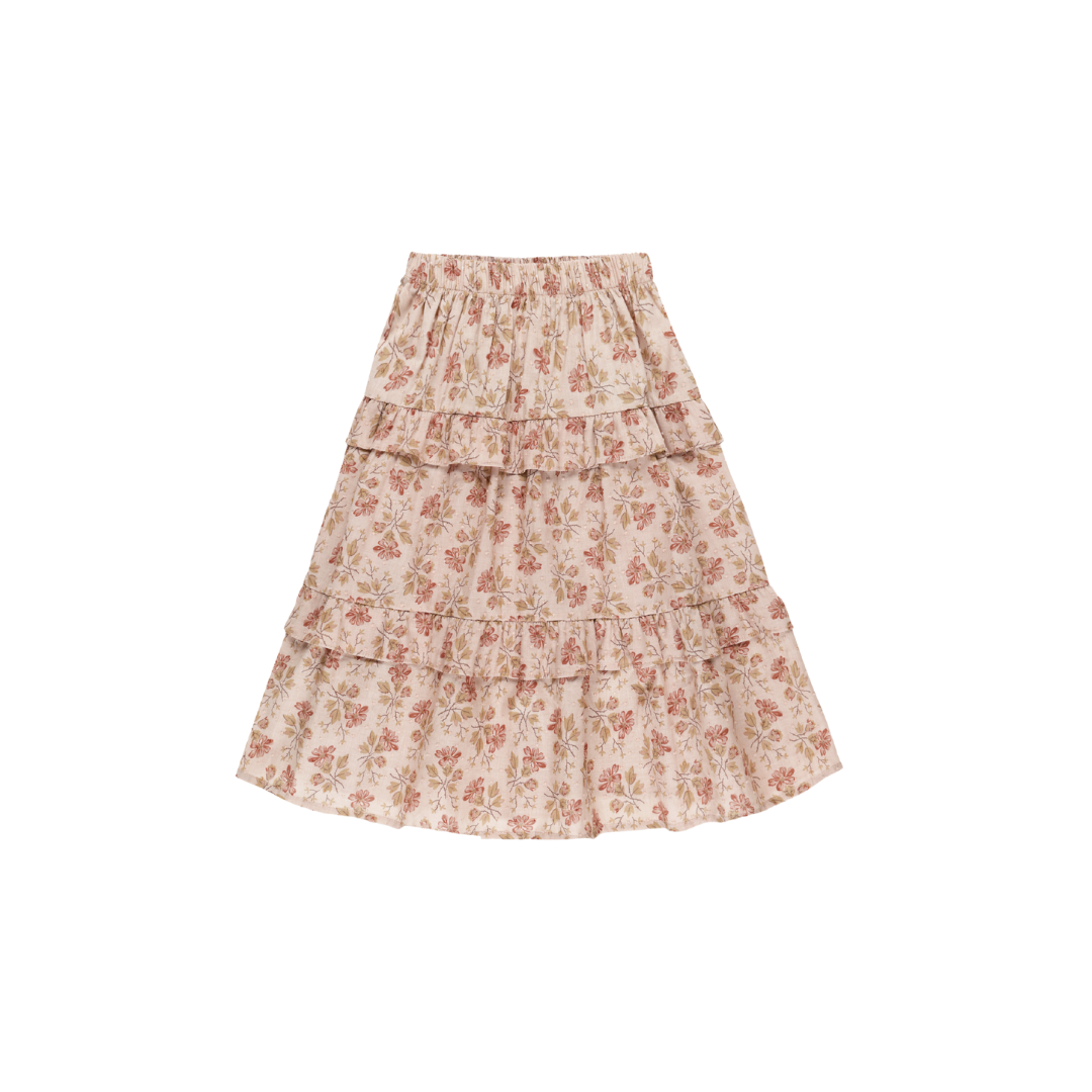 Ruffled Midi Skirt- French Garden