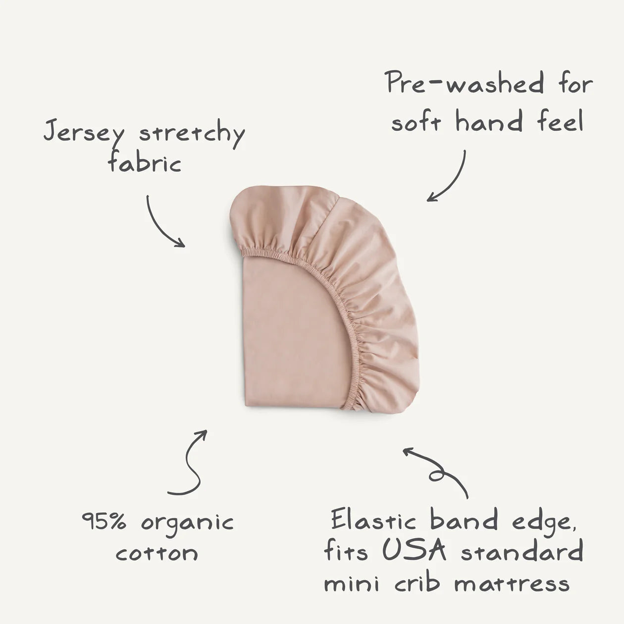 Stretchy Mini Crib Sheet - Blush