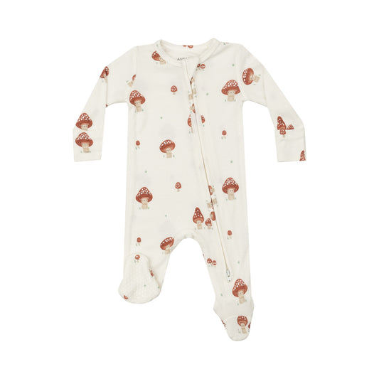 AD Zipper Footie - Mushrooms