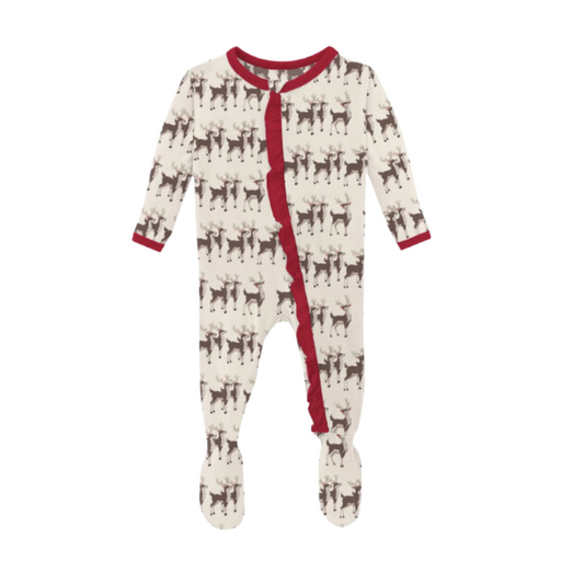 KKP Footie W/ Zipper - Natural Rudolph