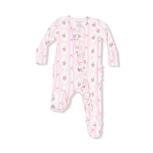 AD Ruffle Footie - Ogee Lace Floral