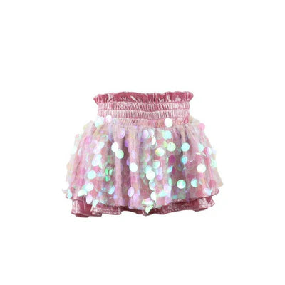 Paillette Metallic Skort - Pink