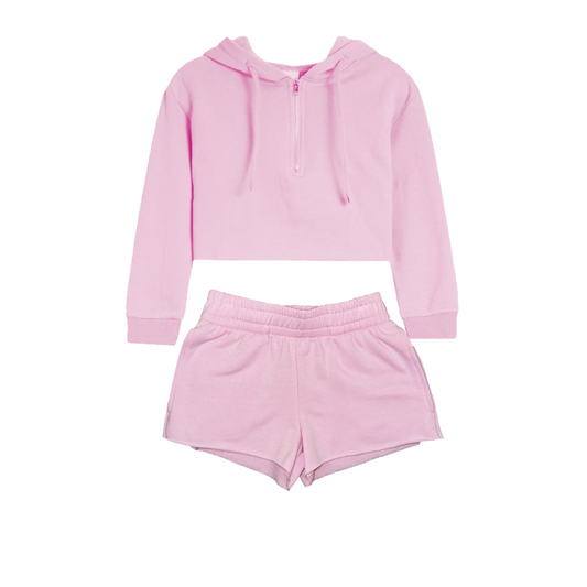 Cloud 3/4 Zip Hoodie - Pink