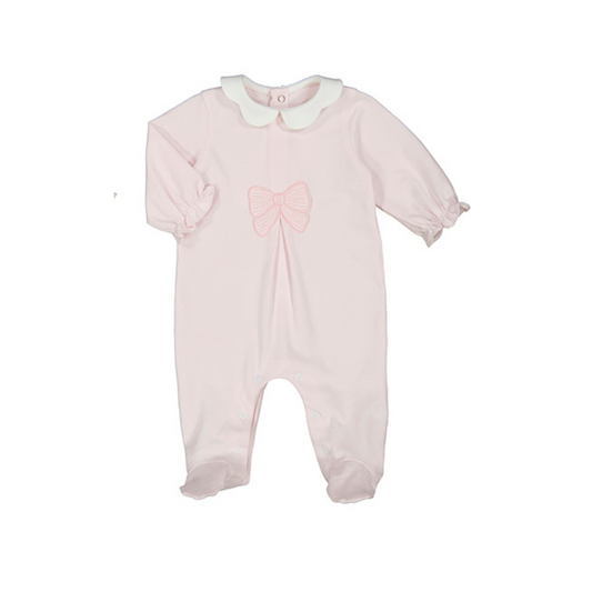 Baby Girl Bow Footie - Pink