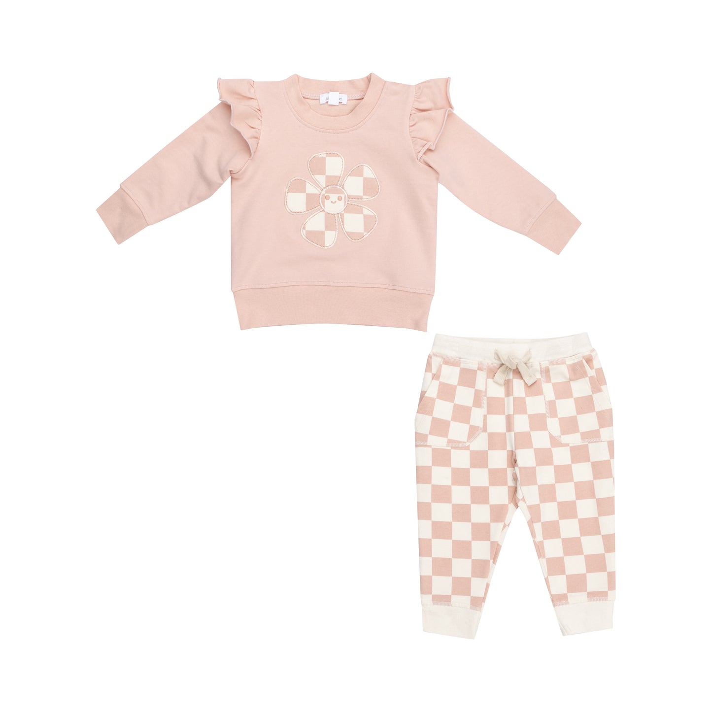 Patch Sweatshirt & Jogger - Pink Check