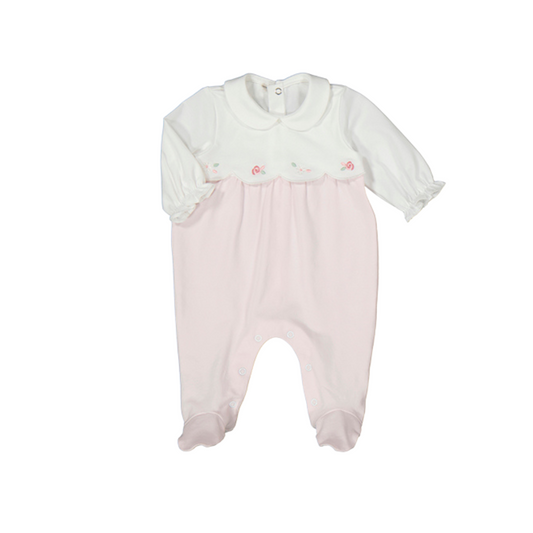 Baby Girl Flower Footie - Pink