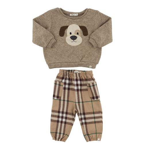 Puppy Sweatshirt & Plaid Pant