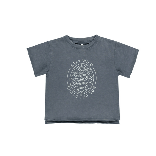 Raw Edge Tee - Stay Wild (Indigo)