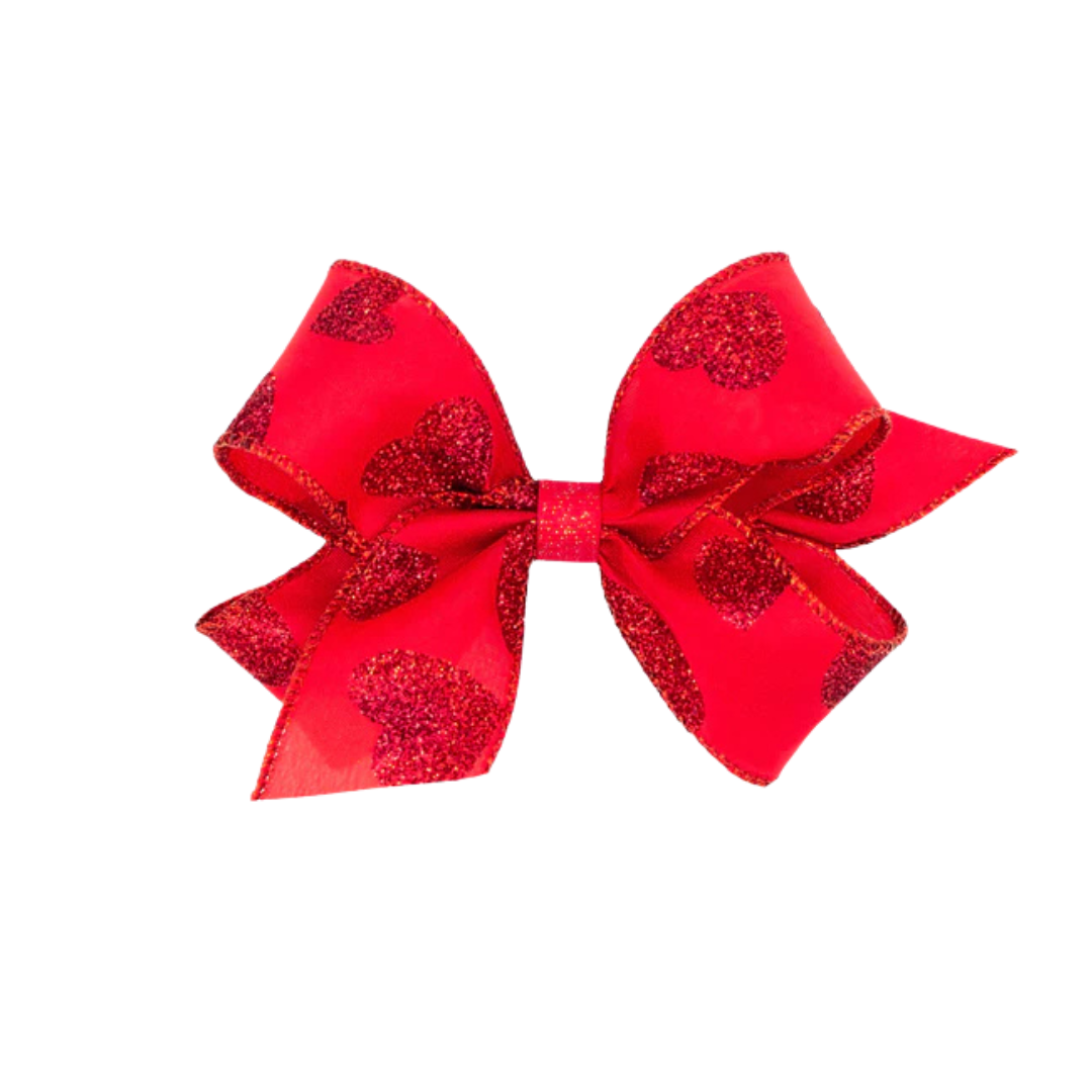 King Glitter Heart Tafetta Bow