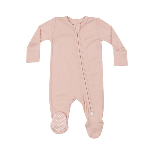 AD Zipper Footie - Ribbed Blush