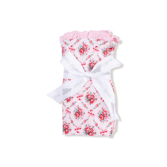 AD Ruffle Swaddle - Rose Bow Lattice