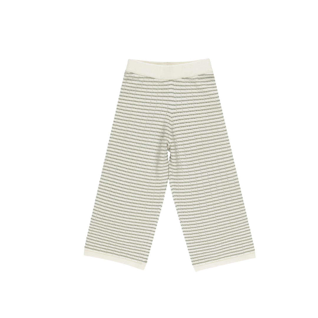 Knit Wide Leg Pant - Sage Stripe